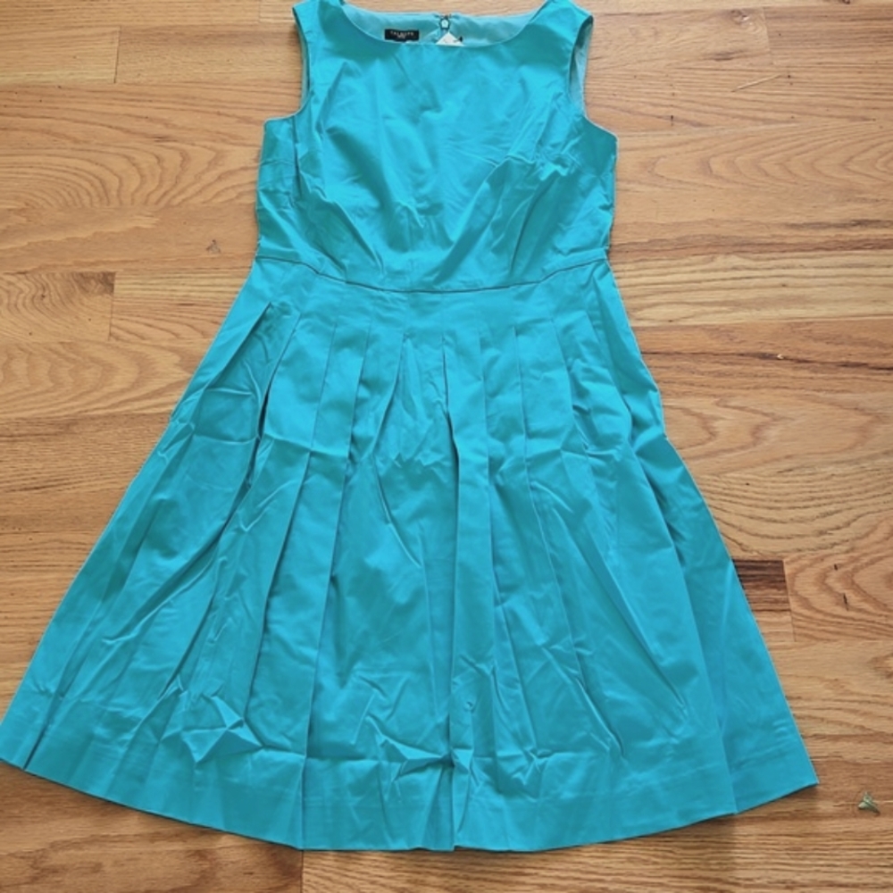Brand New Talbots Cotton Turquoise Sleeveless Dress Size 6P